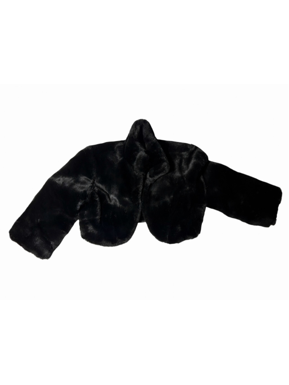 Vintage Y2K Xhilaration Black Faux Fur Cropped Bolero Jacket Goth Glam S